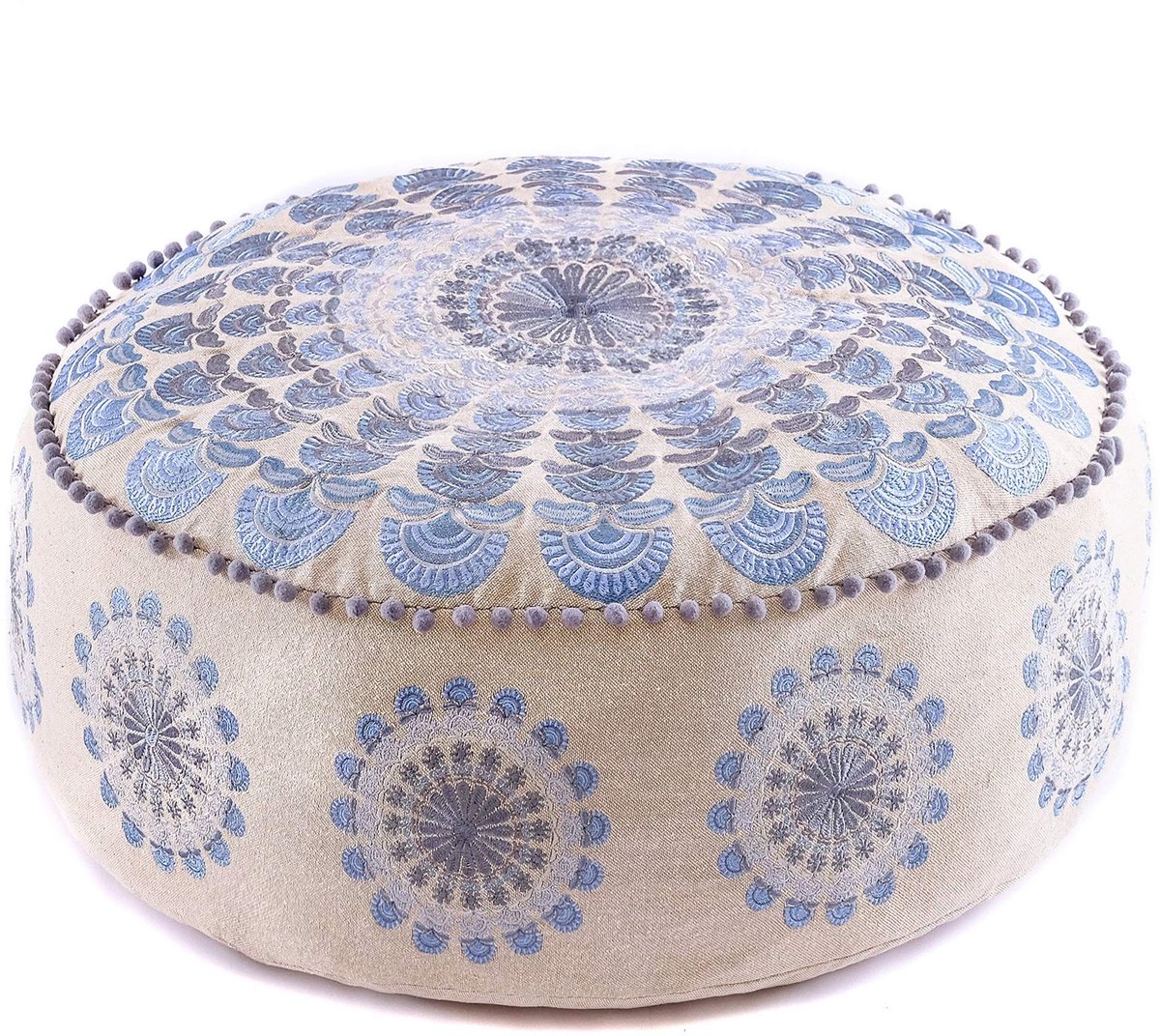 Dailygoods- Kussenhoes 60x20 cm - Ronde Poef - Gedrukte Katoenen Kussensloop - Vloerkussen - Meditatie Tapijt - Ambachtelijk Vakmanschap