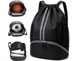 Sportrugzak met Schoenenvak - Lichtgewicht Sport Rugzak - Voetbaltas - Zwemzak - Sports Gym - Strandrugzak - Wet and Dry Separation - Voor sport,yoga,dans,reizen - Zwart