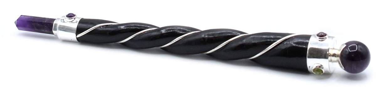 Twisted Healing Wand - Silver Amethyst Sphere