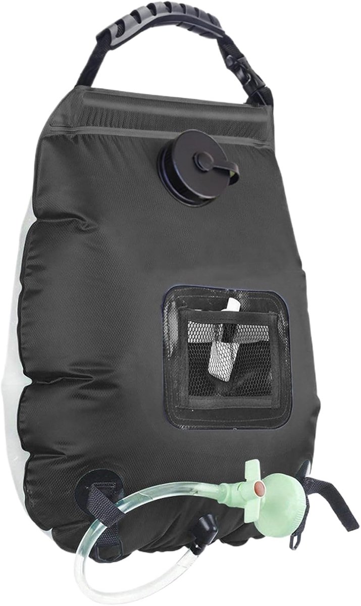 Draagbare Douche - Zonnesproeitas Opvouwbaar - Buiten Kamperen - Zwart Absorberend PVC - 20 Liter Capaciteit - Zwart