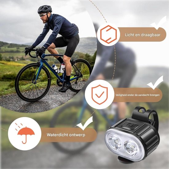 Fietslicht set - Oplaadbaar licht - Veilig fietsen - Automatische sensor - 200 lumen - Wit en rood — afbeelding 3