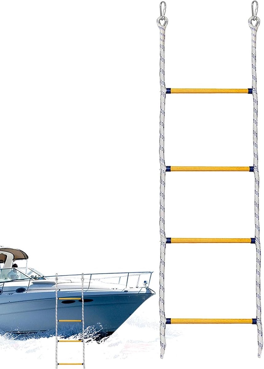 Bootladder - Nautische ladder - Veilig instappen - Roestvrij staal - 30 x 119 cm - Zwart