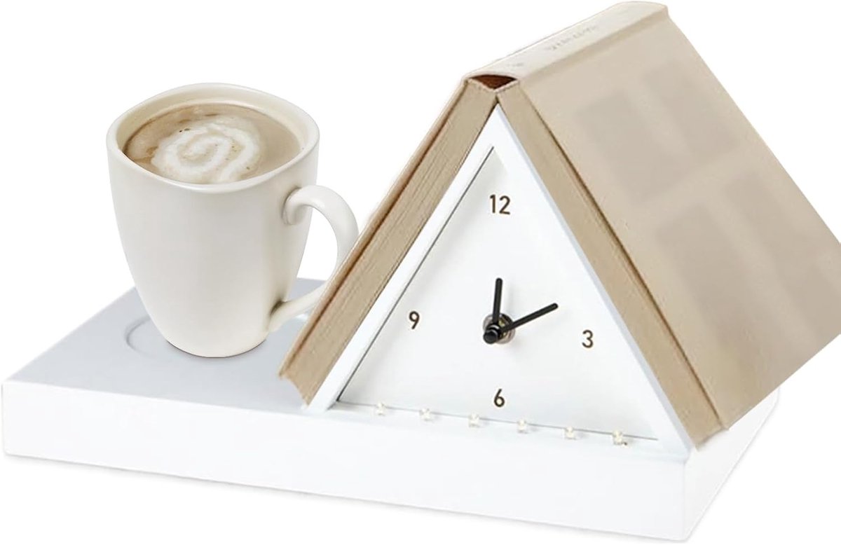 Verlichte wekker - Nachtkastje organizer - Comfortabel lezen - Ergonomisch ontwerp - 18 cm breed - Wit