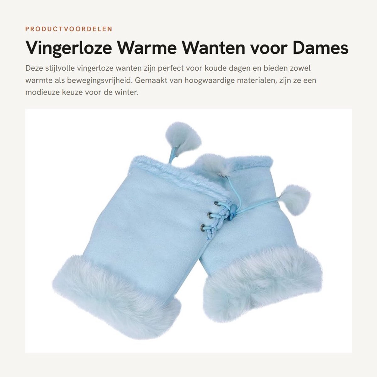 Dailygoods- Vingerloze Wanten - Warme Handschoenen - Dames - Imitatiebont - Verstelbaar Koord - Herfst/Winter - Lichtgewicht