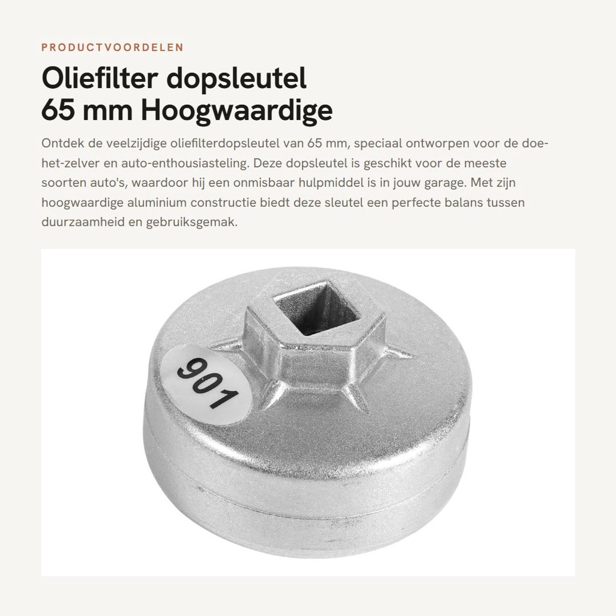 Dailygoods- Oliefiltermoersleutel 65 mm - Aluminium Constructie - Verchroomde Afwerking - Polygonale Koepel - Schokbestendig - Perfecte Pasvorm - Filter Sleutel