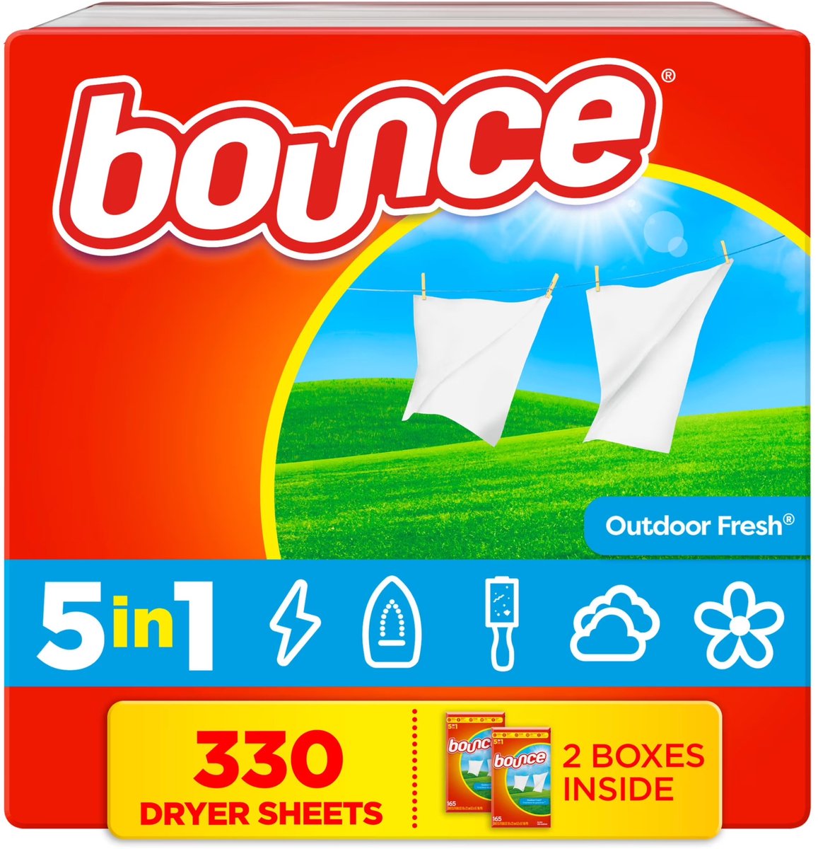 BOUNCE Outdoor Fresh - Antistatische geurdoekjes voor de droger - 330 stuks