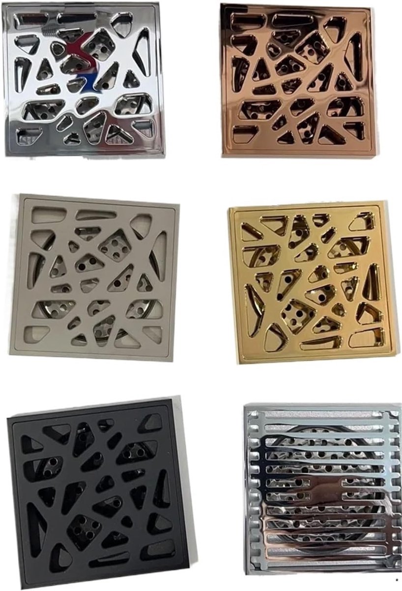 Messing Vloerafvoer - Douchegoot Balkon - Water Afvoeren - Houtsnijwerk Design - 10 x 10 cm - Helder Goud