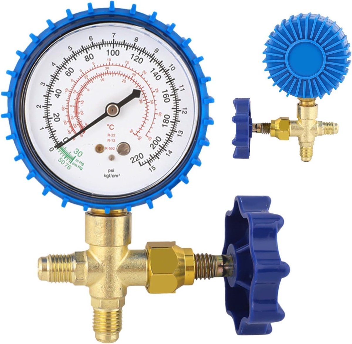 Drukmeter Airco - Koelmiddel meter - Systeem Diagnose - Lekvrij Ontwerp - 0-220 psi - Groot horloge