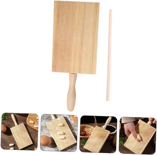 Pastamaker Set - Gnocchi Maker - Zelf Pasta Maken - Houten Materiaal - 13.5 cm - Natuurlijk van Pastamaker — afbeelding 5
