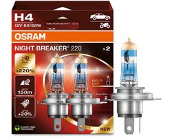 Osram Night Breaker 220 H4 halogeen autolampen 64193NB220 set van 2 lampen - hoogste kwaliteit - hoogste lichtopbrengst