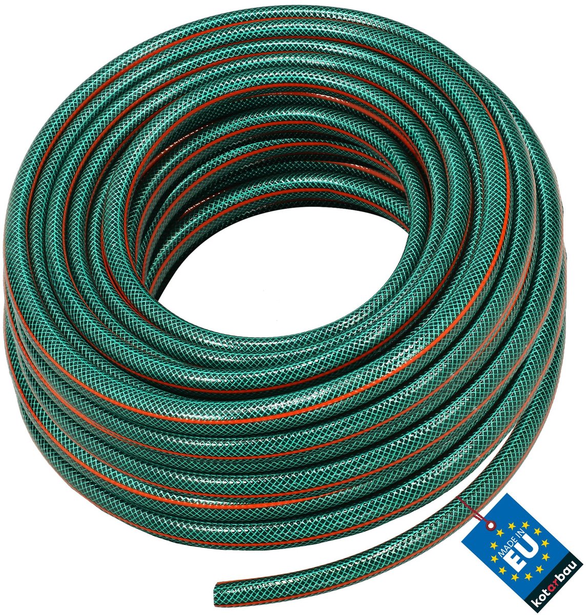 KOTARBAU® Tuinslang, Waterslang, PVC, 50 m, Groen Oranje, 1 Inch, 4-Lagen, Flexibel, Bewateringsslang, Versterkt, Tuinbewateringsslang, Waterslang voor Tuin