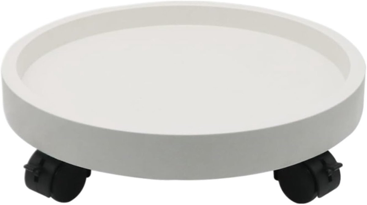 Plantenwagen met wielen - Bloempot houder - Planten verplaatsen - 360 graden draaibaar - 19 cm diameter - Wit