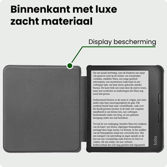 Hoes Geschikt voor Kobo Libra 2 Hoesje Bookcase Cover Hoes Met Screenprotector - Hoesje Geschikt voor Kobo Libra 2 Hoes Cover Case - Zwart — afbeelding 5