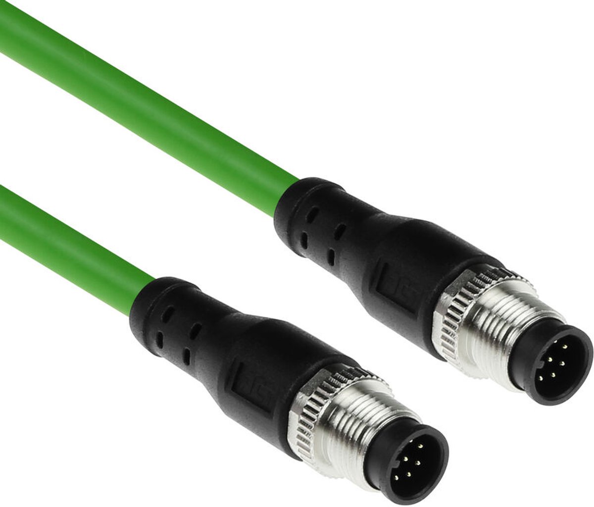 ACT SC3862 Industriële Sensorkabel | M12A 8-Polig Male naar M12A 8-Pins Male | Ultraflex TPE kabel | Afgeschermd | IP67 | Groen | 5 meter