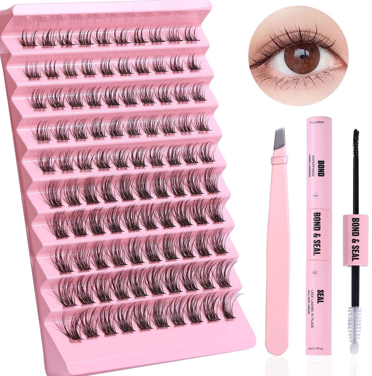 Dailygoods- Individuele Wimpers Zachte Natuurlijke Look - Wimperverlengingsset - DIY Wimperclusters - Volume Cluster Wimpers - Wimperpincet - Langdurige Hechting - Wimperextensions