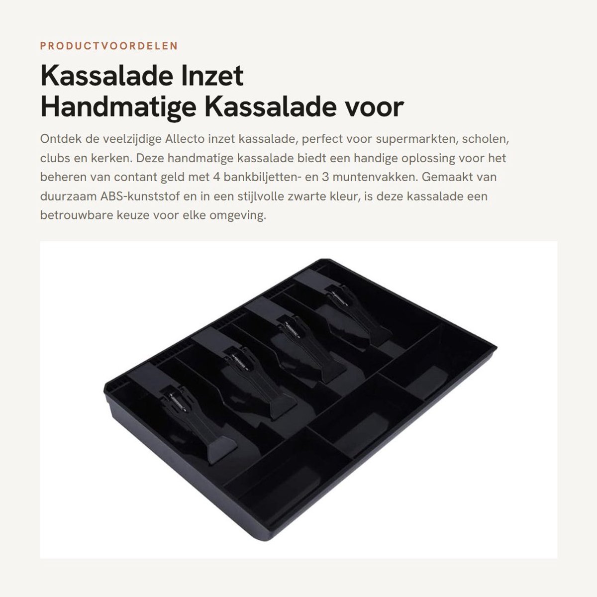 Dailygoods- Kassalade Handmatig - 4 Bankbiljetten - 3 Munten - ABS-Kunststof - 32 x 24,5 x 3,5 cm - Lichtgewicht en Duurzaam - Geldlade