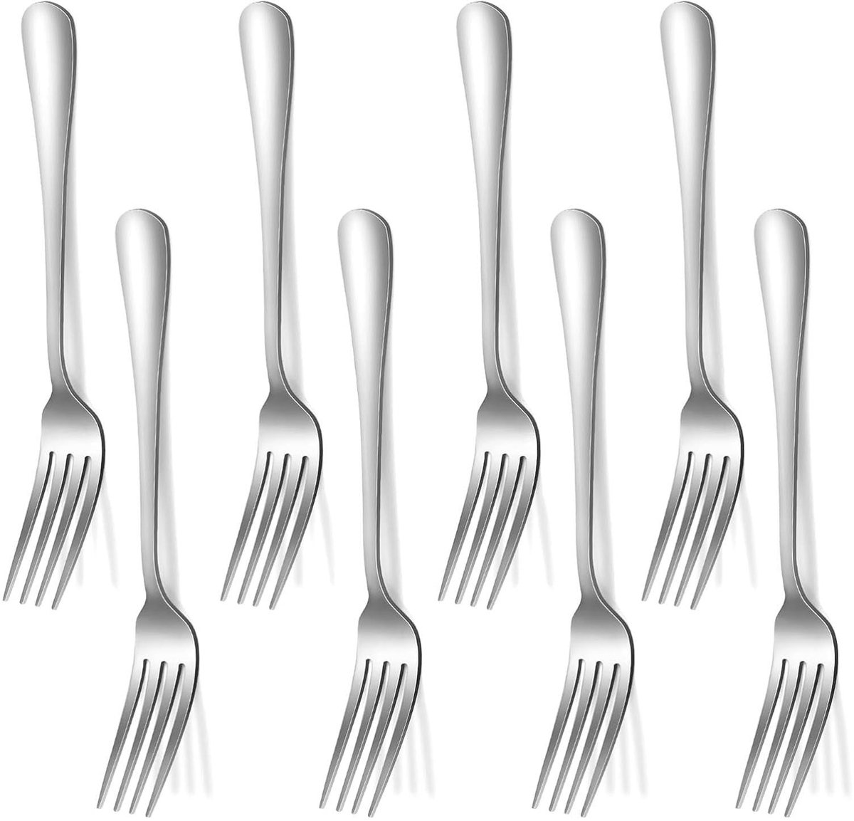 Dailygoods- Vork Set van 8 Stuks - Roestvrij Stalen Vorken - Dessertvorken - Fruitvorken - Taartvorken - Geschikt voor Feesten - Dessertvork