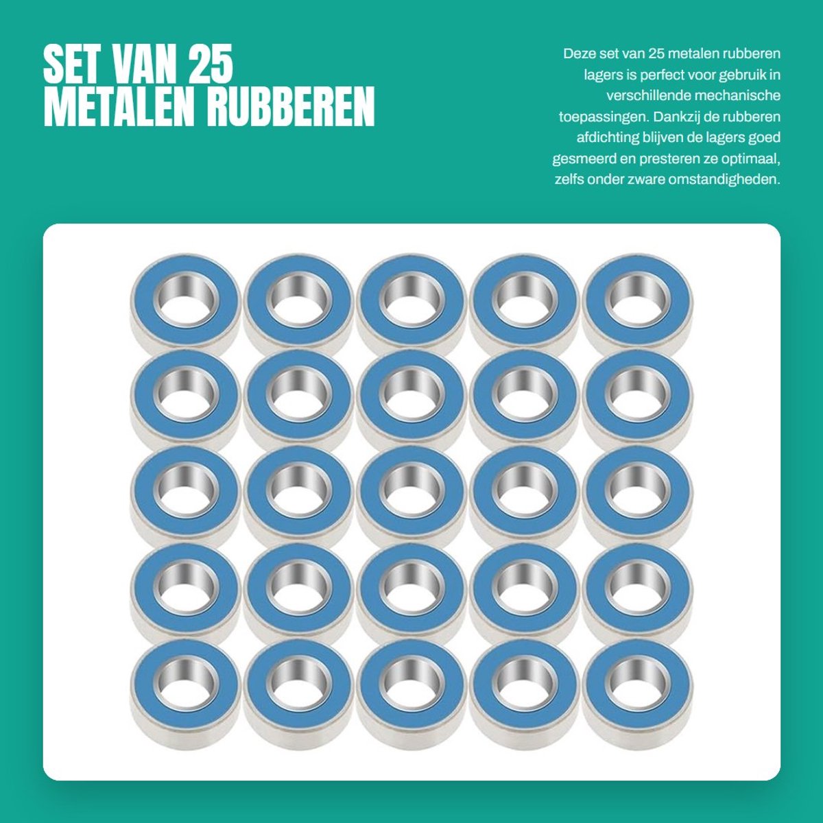 Dailygoods- Lagers 25 Stuks Set MR115 2RS - Metalen/Rubberen Lagers - 5x11x4mm - Dubbele Rubber - Smeermiddel Besparend - Goede Prestaties Onder Zware Omstandigheden - Kogellager