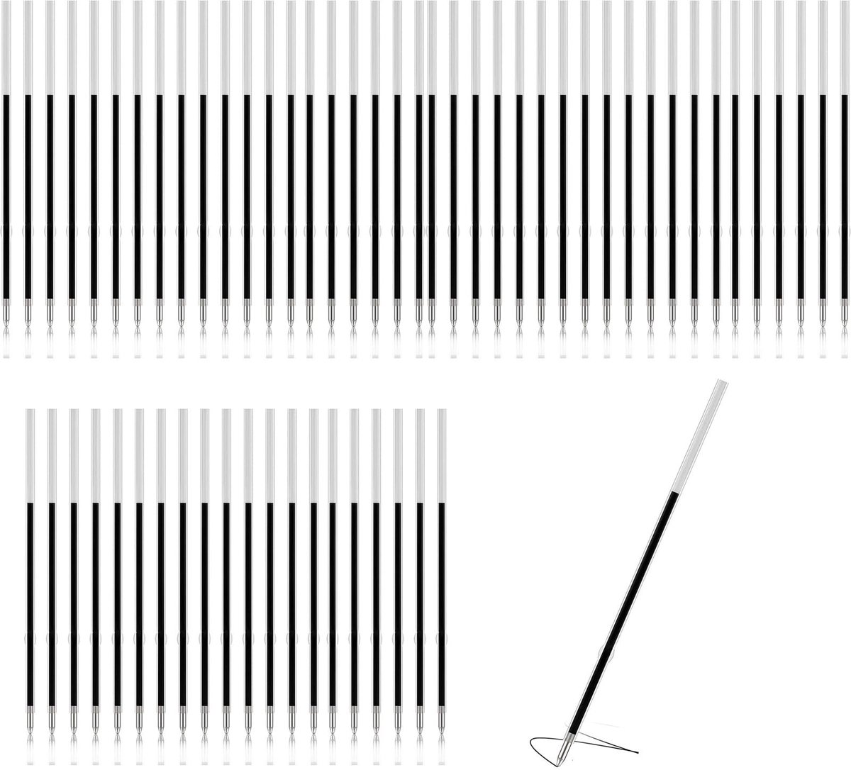 Dailygoods- Vullingen 60 Stuks - 0,7 mm Intrekbare Navullingen - Draagbaar - Aanpasbare Lengte - Geschikt voor Gelbalpen - Handig Etui - Balpenvulling