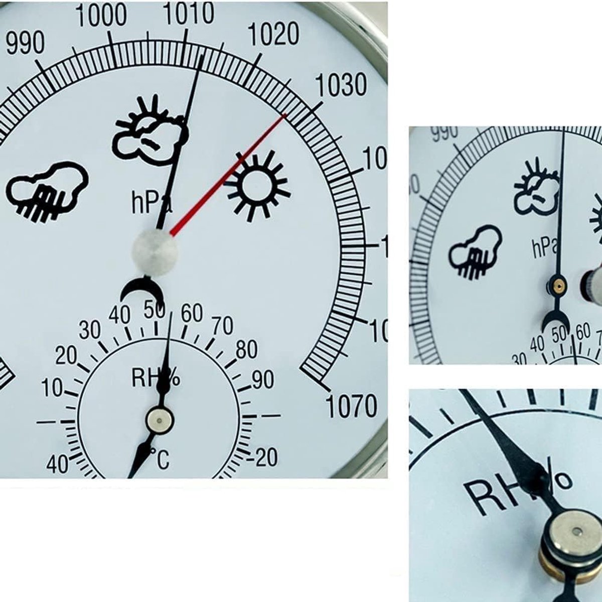 Weerstation - Barometer Hygrometer - Weer Voorspellen - Drie Functies - 15 cm Diameter - Zilver