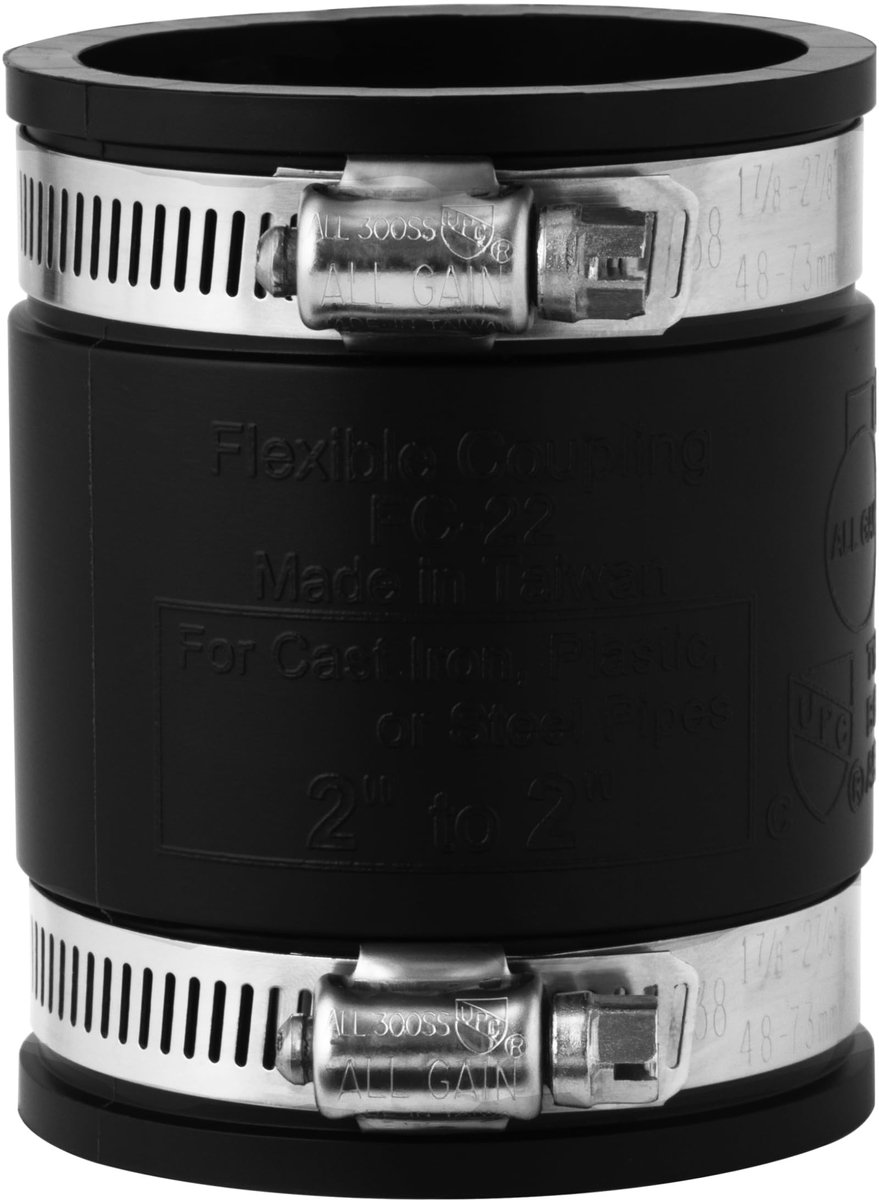 Dailygoods- Flexibele Sok 63mm - PVC Elastomeer - Extra Sterk - Waterdicht - Gemakkelijk Aansluiten - Klem Bereik 63-57mm - Slangfitting