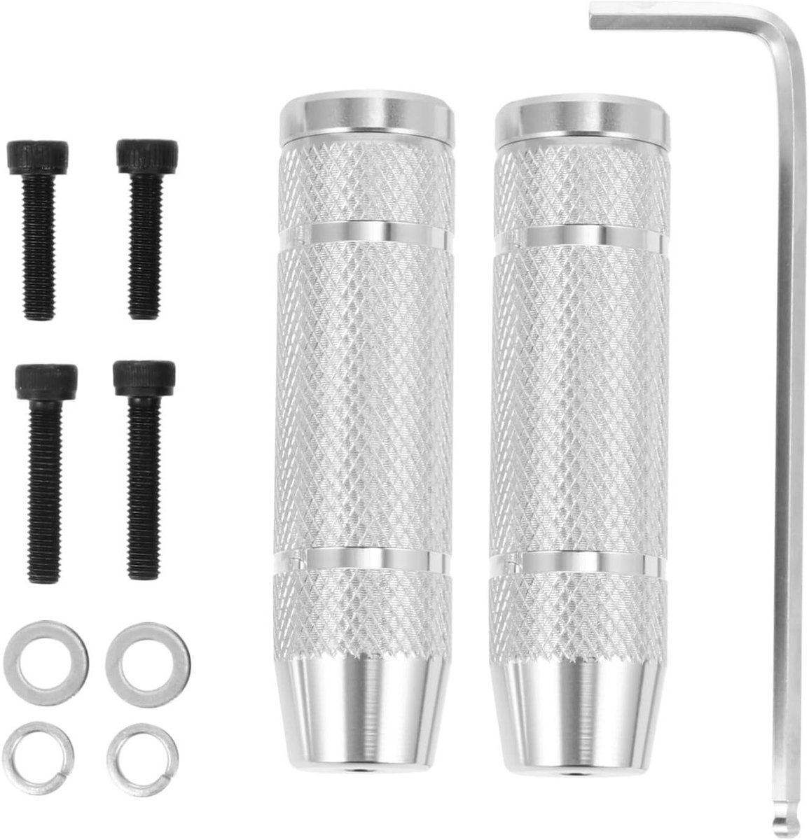 Fietspedalen Achter - Stuntsteunen - Extra passagiers - Antislip groeven - 8.5 cm - Zilver