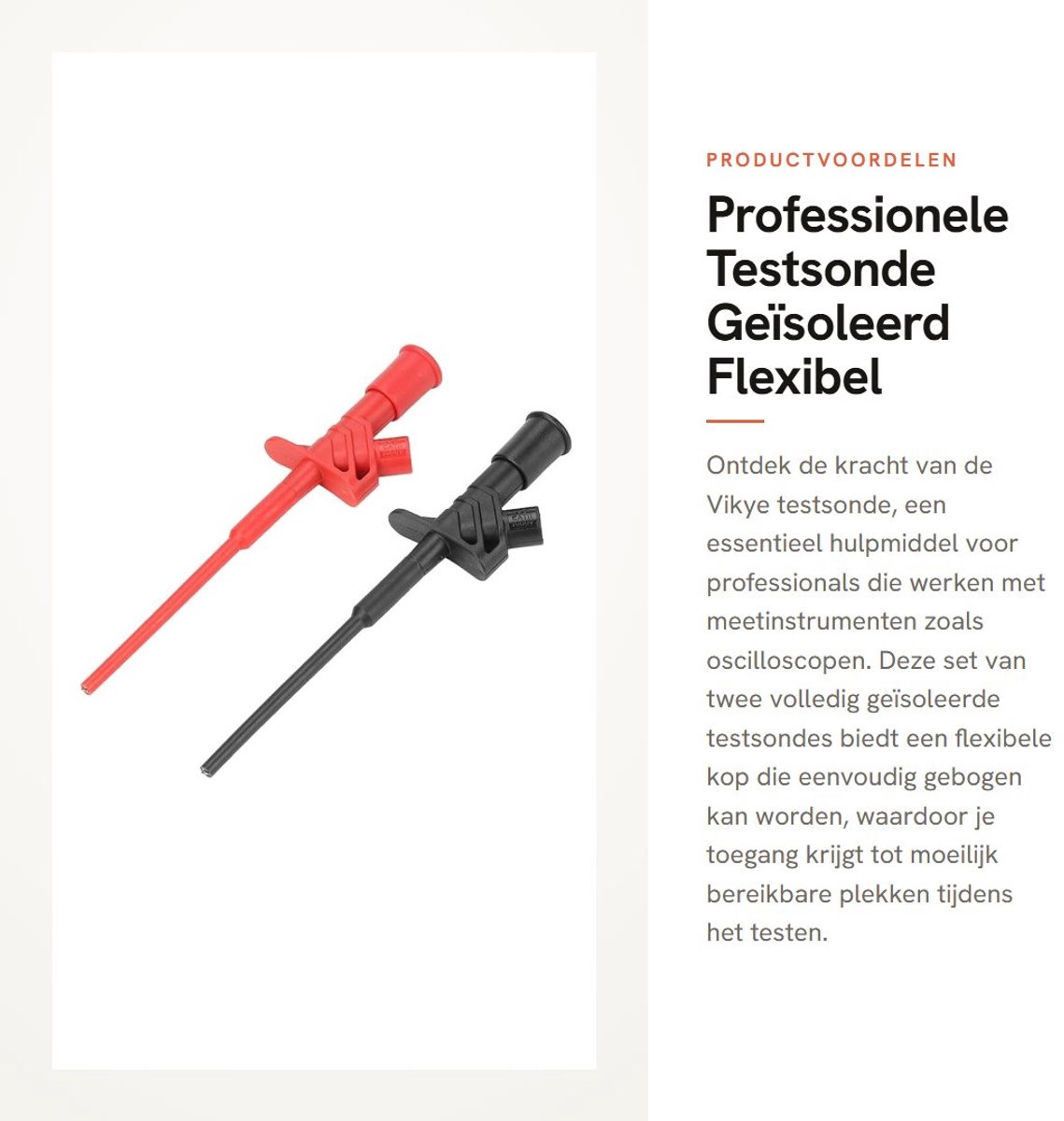 Dailygoods - Professionele Testsonde - Geïsoleerd - Flexibel en Hoogspanningskoper - 2 Stuks - Voor Oscilloscopen - Compact en Lichtgewicht