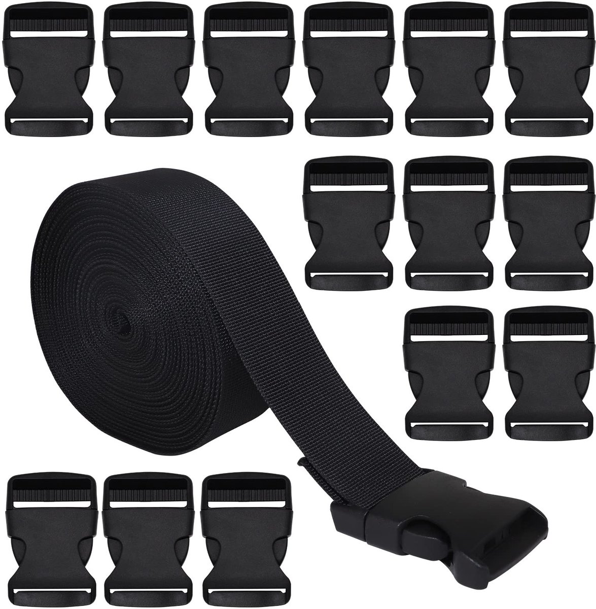 Dailygoods - Zwarte Nylon Riem met Verstelbare Gespen - Duurzaam en Praktisch