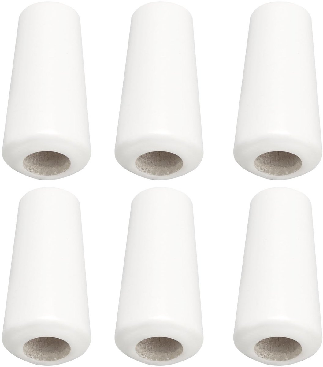 Dailygoods- Jaloezieën Houten Hanger 6 Stuks - Trekkoord Hanger - Vaasvormige Hanger - 36x17mm - Geschikt voor Touw tot 4mm - Wit Hout - Gordijnhanger