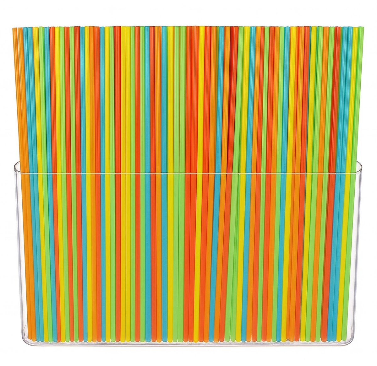 Dailygoods- Rietjeshouder Grote Plastic - Organizer - Opbergdispenser - Herbruikbare Rietjes - Muurbeugel - Ruimtebesparend - Rietjesdispenser