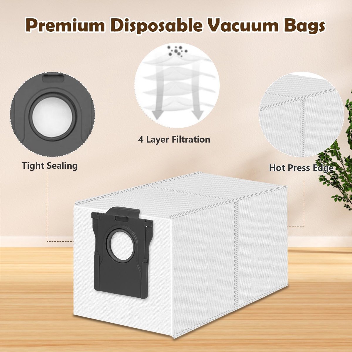 Dailygoods- Stofzuigerzakken Premium Kwaliteit - 12 Stuks - Compatibel met Dreame L20/X40/X50 Ultra - Grote Capaciteit - Lange Levensduur - Perfecte Pasvorm - Stofzuigerzak