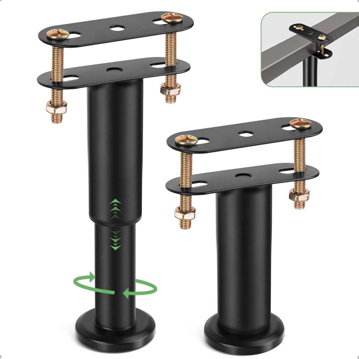 Dailygoods- Verstelbare Poten - Bedsteunpoten - Set van 2 - Hoogte 18-32 cm - Koolstofstaal - Draagvermogen 300 kg - Meubelpoot