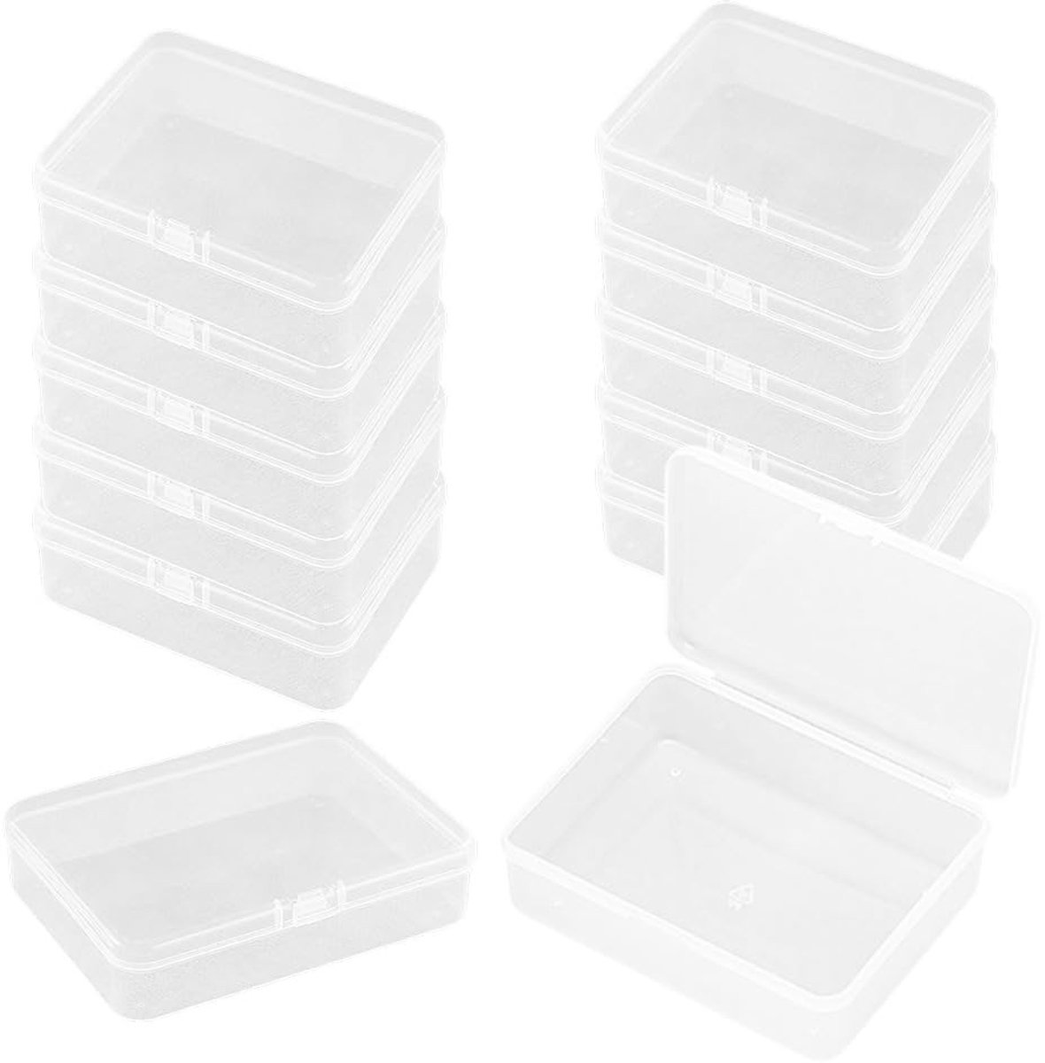 Dailygoods- Opbergdozen 12 Stuks - Transparant Plastic met Deksel - Organisatoren voor Sieraden - Kleine Kralen en Onderdelen - Compacte Bakjes 11,5 x 8,5 x 2,8 cm - Opbergbox