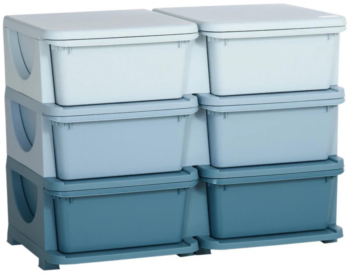 Dailygoods- Opbergboxen 6 Grote Lades - Speelgoedkast - Organiser - Kindvriendelijk - Decoratie - 75L x 37B x 56,5H cm