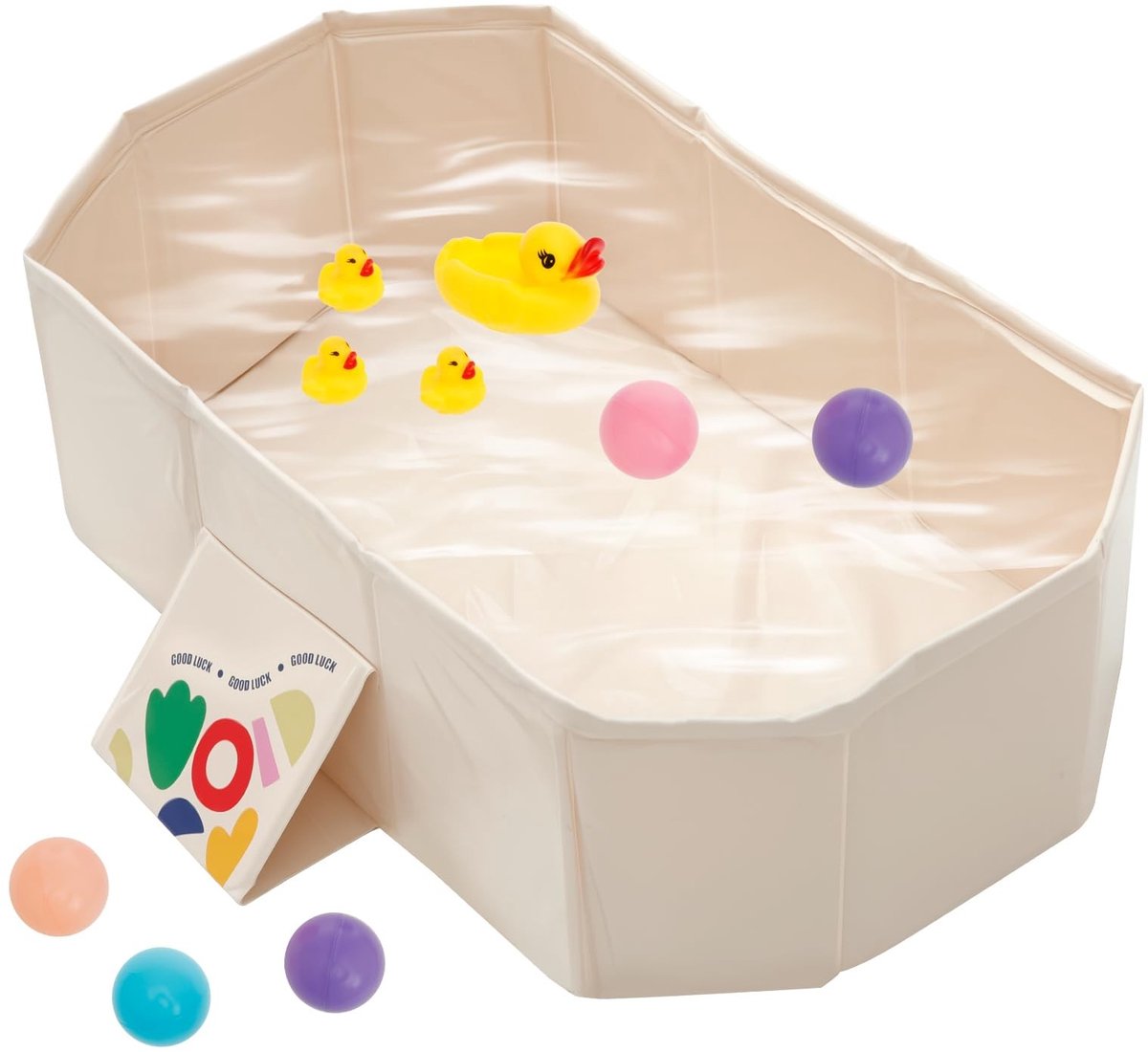 Dailygoods- Opvouwbare Babybadkuip - Draagbare Douchebak - Geschikt voor Kinderen 0-8 Jaar - PVC Materiaal - Afmetingen 78x45x25 cm - Inclusief Oceaanballen en Badeend - Babybadje