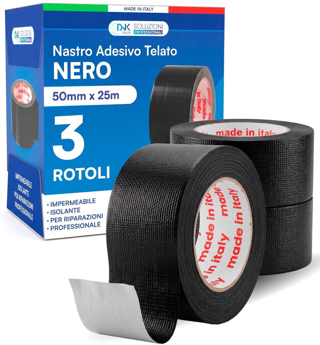Dailygoods - Amerikaanse textieltape 50 mm x 25 m - Isolerend en waterdicht voor reparaties