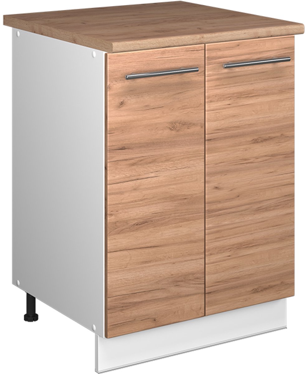 Vicco Wastafelkast Fame-Line, Goudkleurig Eiken/Wit, 60 cm