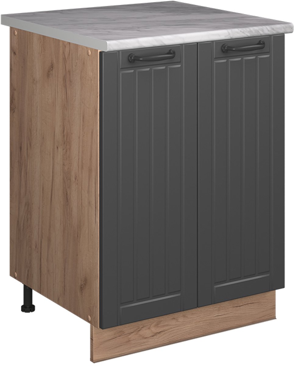 Vicco Wastafelkast Fame-Line, Donkergrijs/Goudkleurig Eiken, 60 cm