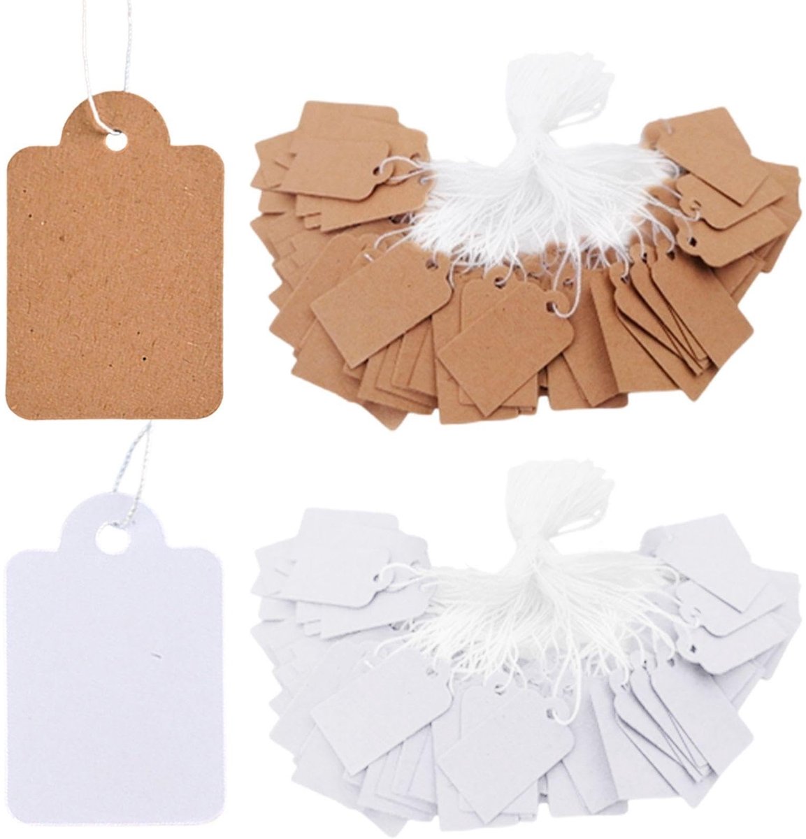 Dailygoods- Papieren Borden 200 Stuks - Prijskaartjes - Cadeau-tags - Handgeschreven Labels - Krachtpapier - Milieuvriendelijk