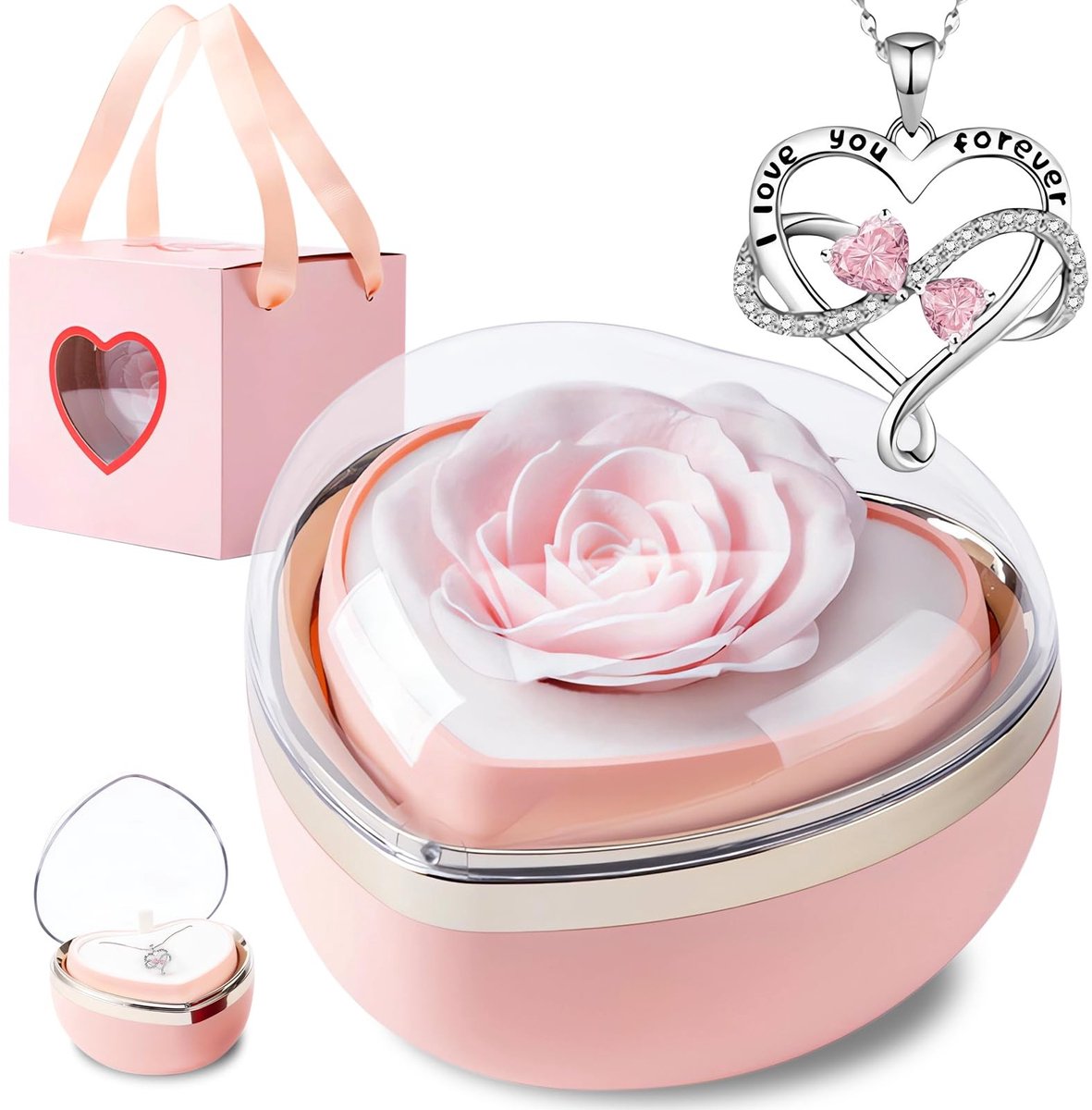 Dailygoods- Eeuwige Roos Geconserveerd - Sieraden - Bloemendoos - Romantisch Cadeau - Moederdag - Valentijnsdag - Huwelijk - Geconserveerde Roos