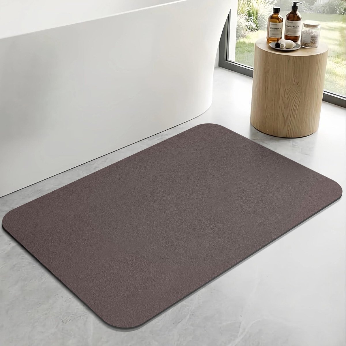 Dailygoods- Badmat Antislip - Douchemat Waterabsorberend - Badkamermat Sneldrogend - Badmat 40x60cm - Badmat voor Douche/Bad - Donkerbeige