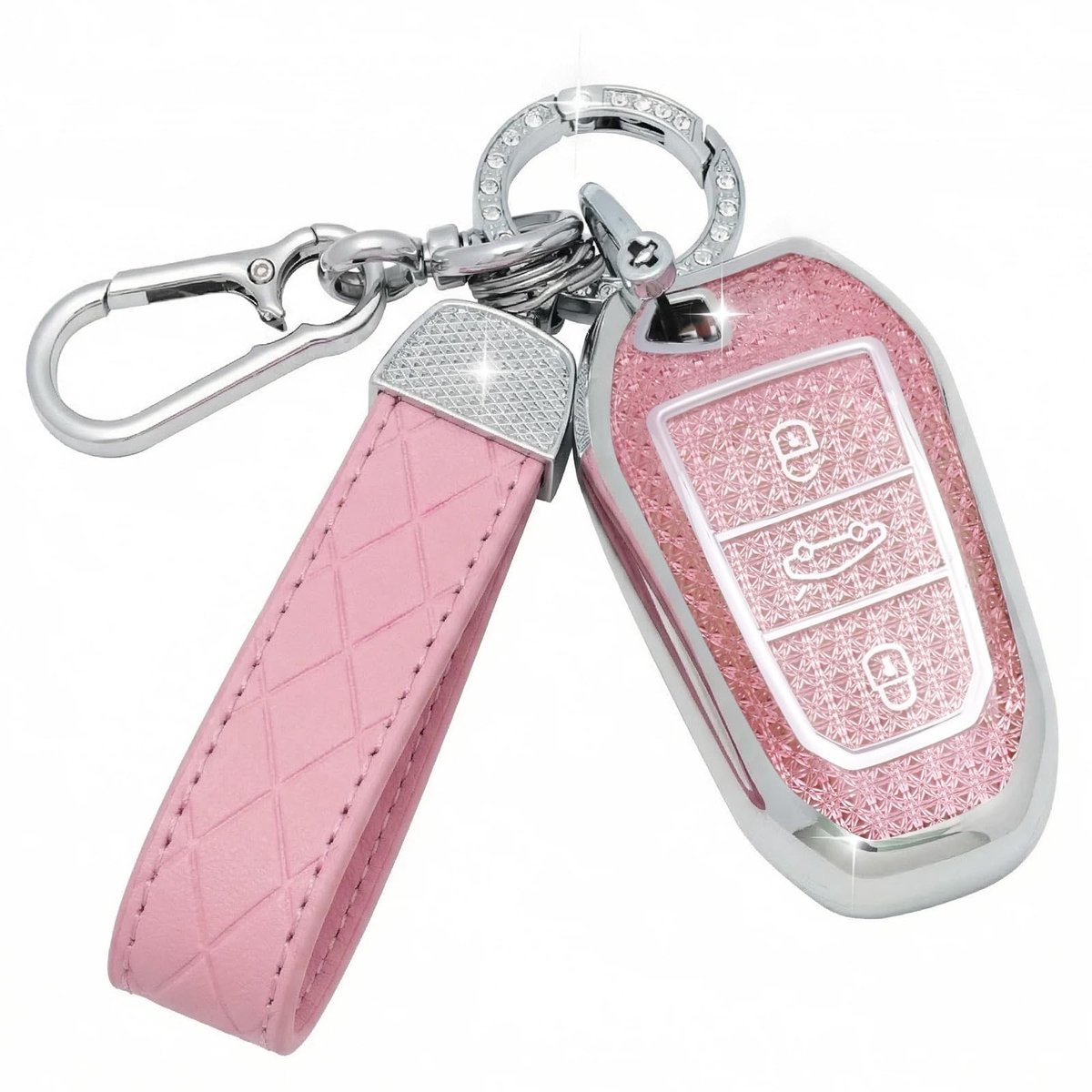 Dailygoods- Autosleutelhoesje Leren Sleutelhanger - Compatibel met Peugeot/Citroen - Smart Key - Sleutelcover - Bescherming - Stijlvol ontwerp