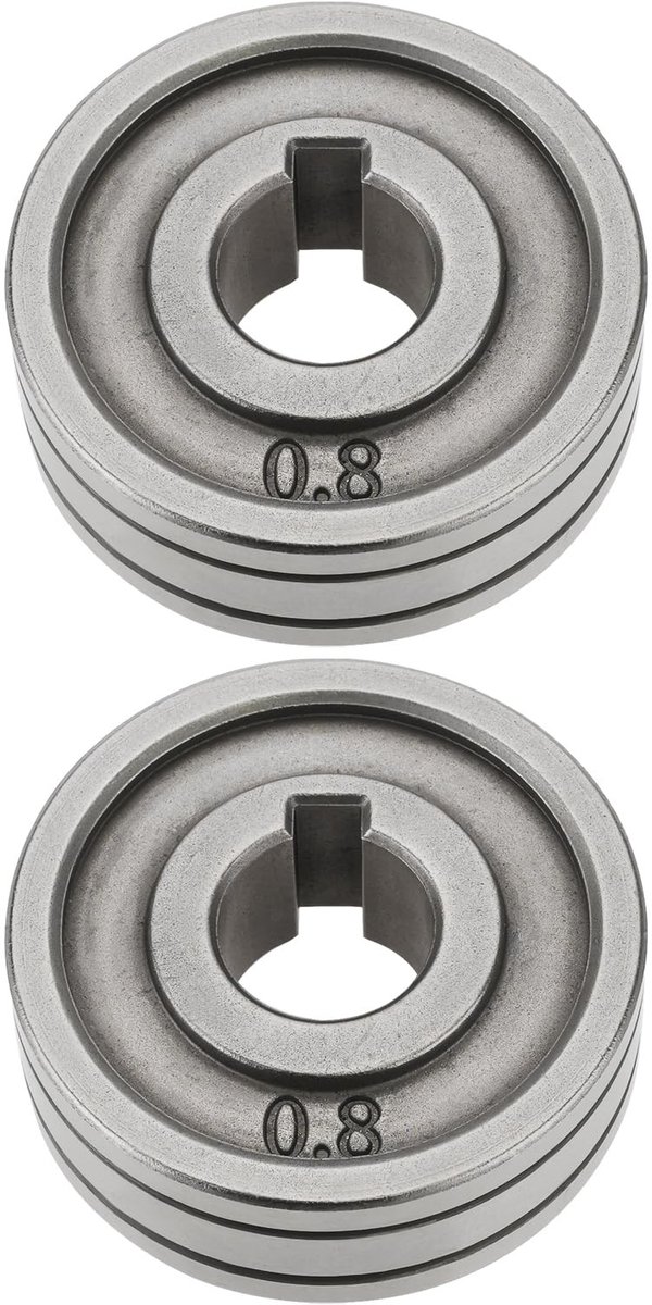 Dailygoods- Aandrijfrollen 30 mm - 2 Stuks - V-groef 0,8 mm/1,0 mm - Staal - Compatibel met MIG/MAG - Soepele toevoer - Voerrol