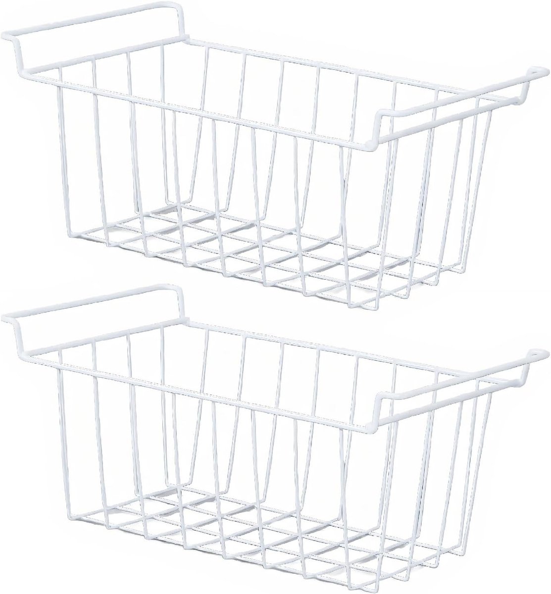 Set van 2 Opbergmanden voor de Vriezer en Koelkast, Metalen Draadmanden met Handvatten voor Efficiënte Opslag en Organisatie (49.5x24.5x20cm)