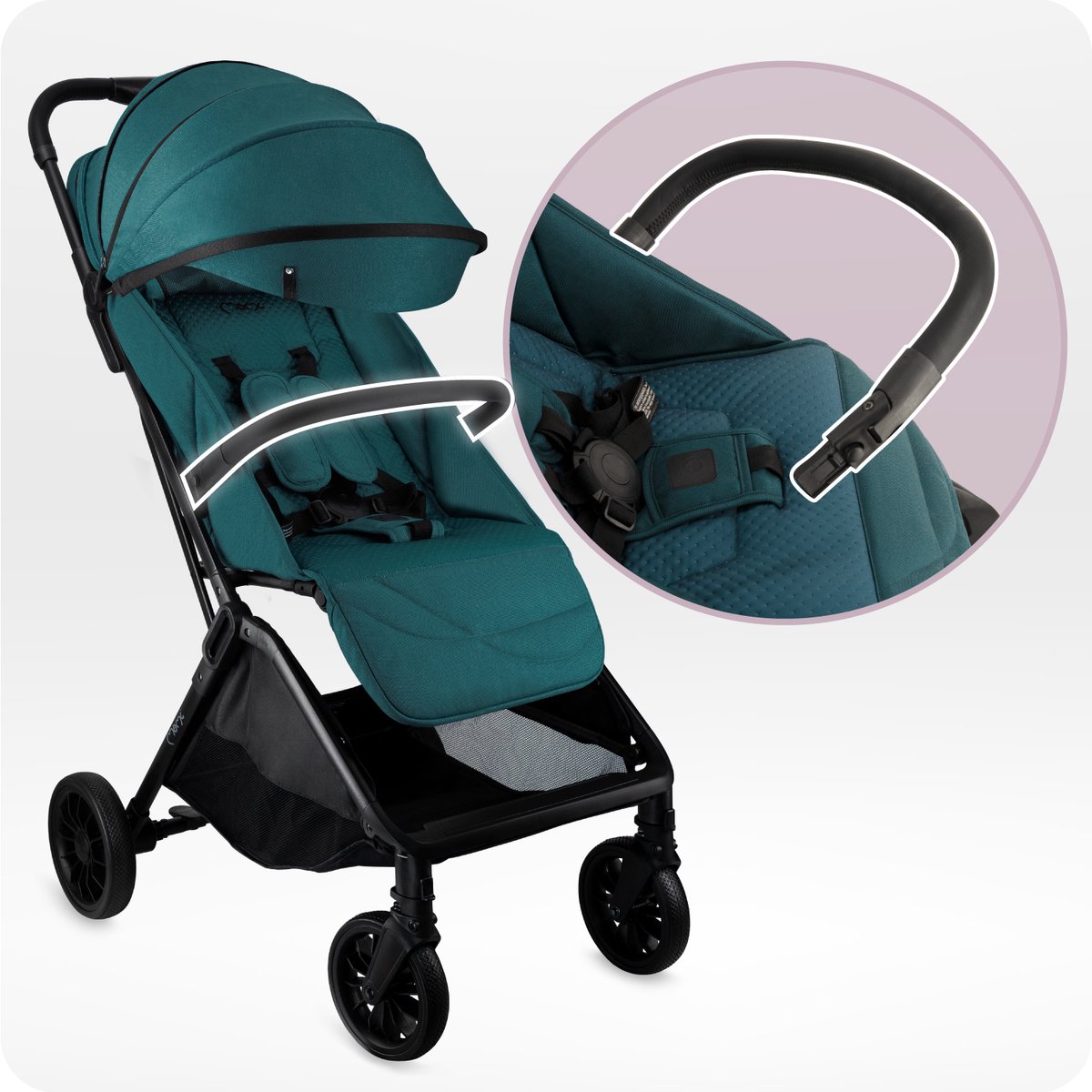 MoMi ANDREA Kinderwagen - Automatisch Inklapbaar - Turquoise thumbnail 4