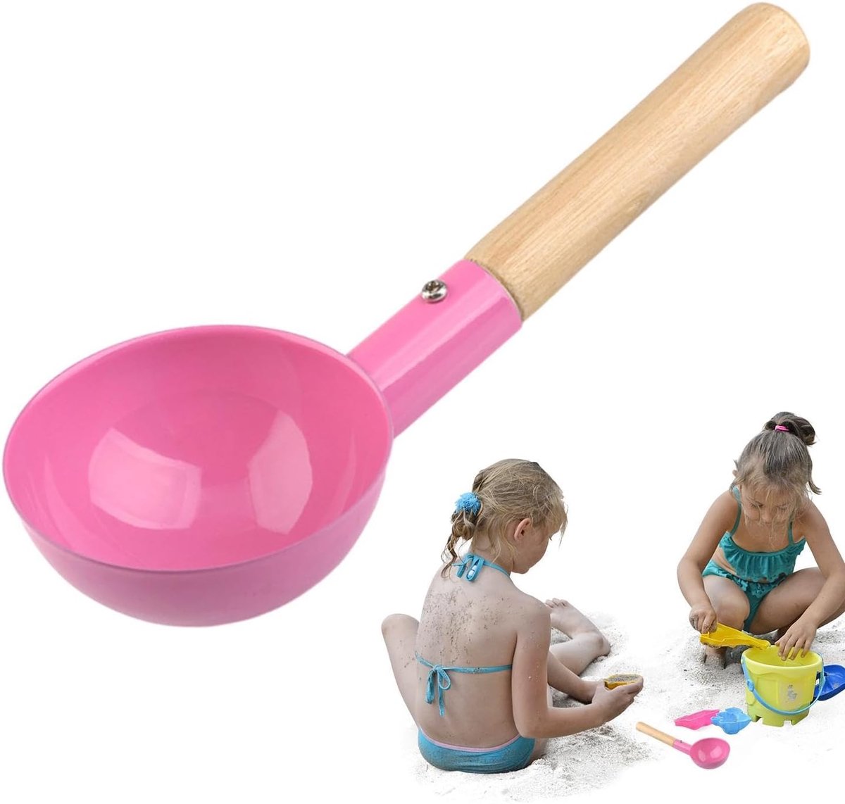Tuingereedschap Kinderen - Speelgoed schep harken - Buiten spelen - Houten handvat - 18.4 cm - Felgekleurd