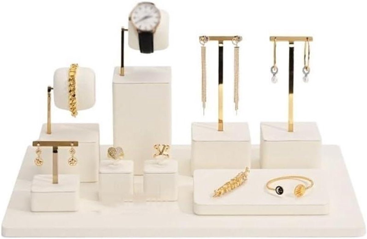 Juweliers Display Stand - Sieraden Organizer - Winkelpresentatie - Metalen Frame Design - 9 Delig - Zwart