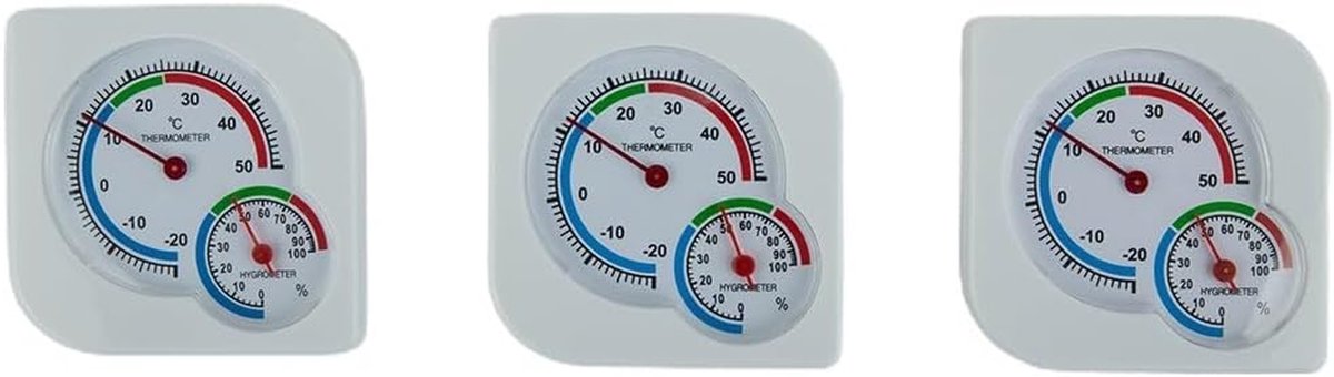 3-Delige Analoge Thermo-Hygrometer Set voor Binnen en Buiten