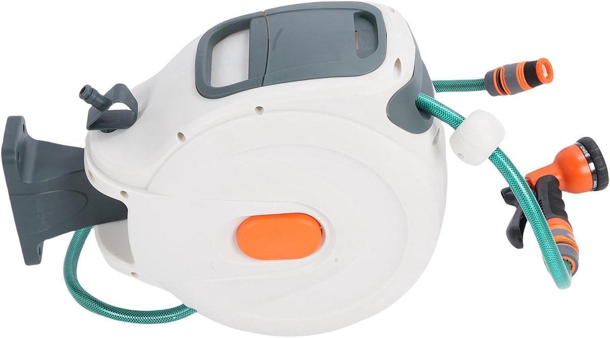Intrekbare Tuinslang - Slanghaspel - Efficiënt Water Geven - 180 Graden Draaibaar - 10 Meter Lengte - Grijs