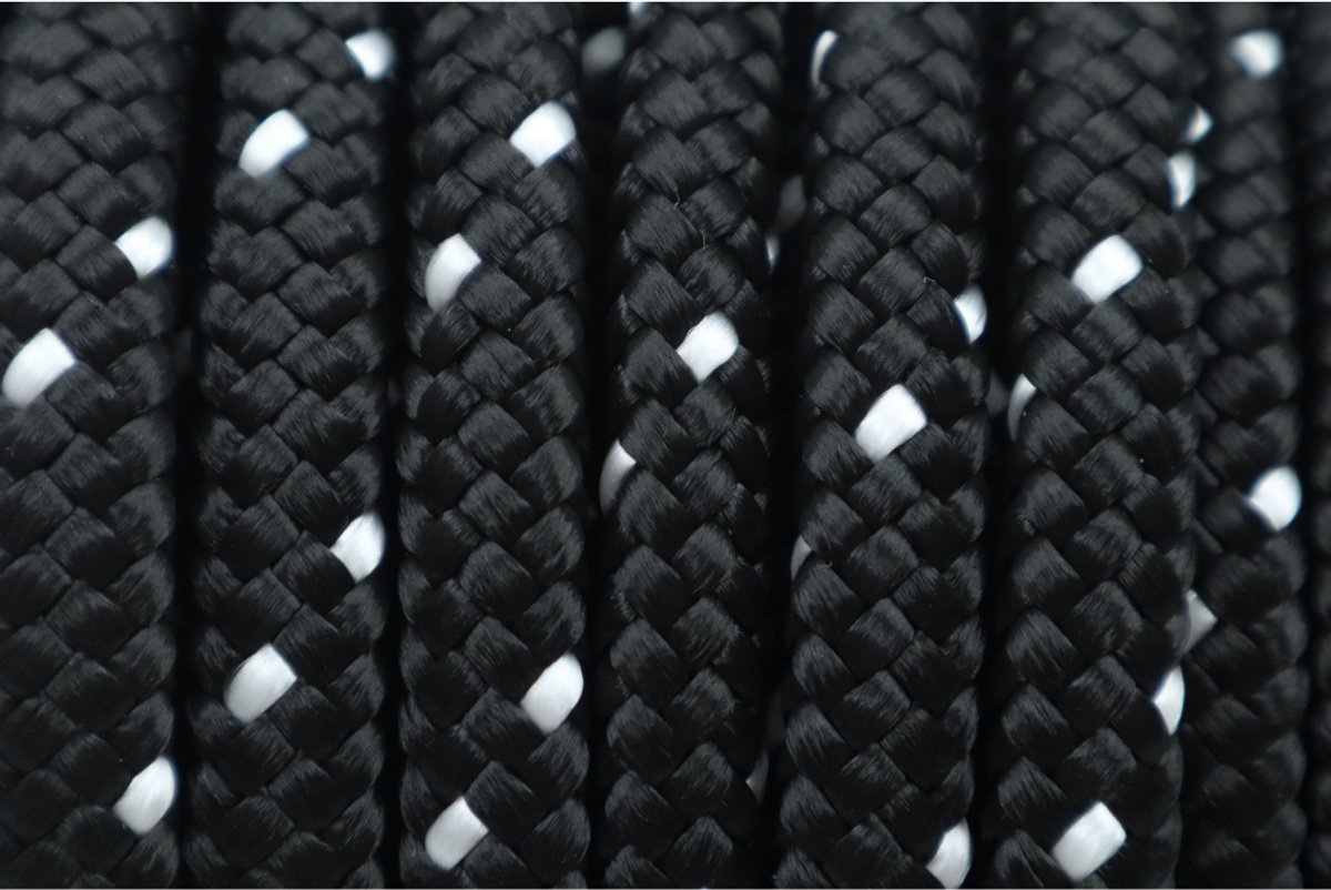 Premium boot touw Zwart/Wit - 100 meter lang - 10 mm dik
